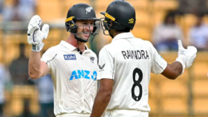 New Zealand achieved a historic test victory in India for the first time since 1988, triumphing by eight wickets on the final day of the first test. After dismissing India for a mere 46 runs—India's lowest home total—the Kiwis responded with a solid 402 in their first innings. In the second innings, New Zealand bowled out Rohit Sharma's team for 462, setting the stage for their win and taking a 1-0 lead in the three-match series.